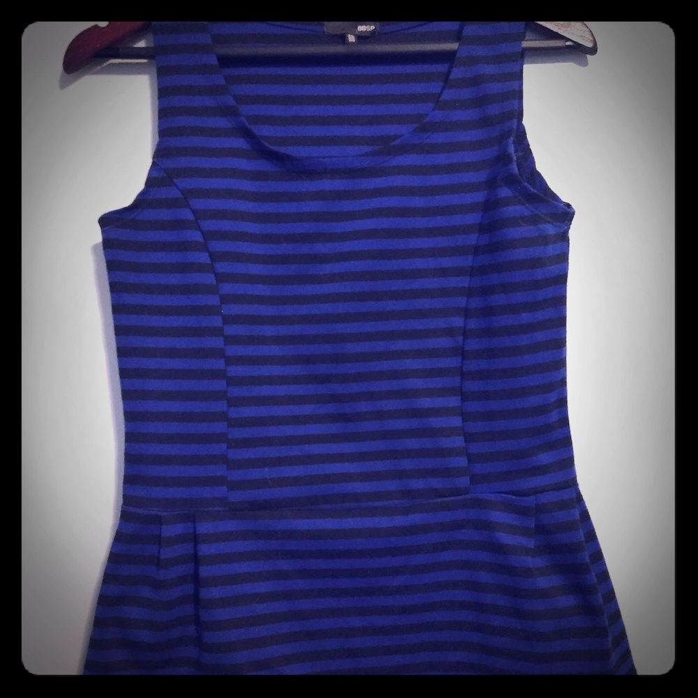 Blue and black stripes peplum top